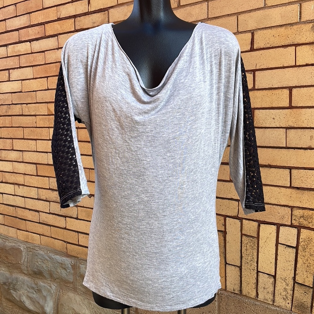 KUT from the Kloth Lace Colorblock Sheer Lace Top Size Small